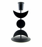 Triple Moon Symbol Candle Holder in Black Metal, 7 Inches