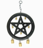Hanging Black Metal Pentagram Wind Chime or Wall Hanging With Bells