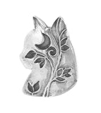 Cat Head Silhouette Pendant with Crescent Moon & Vines  Handmade  | Woot & Hammy