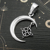 Crescent Moon With Dangling Witch's Knot Pendant Protection