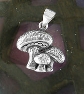 Cute Three Toadstool Fairy Magic Mushrooms Oxidized Pendant Fairy Ring | Woot & Hammy