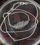 Sideways Ruffled Feather Guardian Angel Message Sympathy Necklace | Woot & Hammy