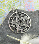 Large Cut-Out Tetragrammaton Hebrew HaShem Yahweh Pentagram Symbol Pendant | Woot & Hammy