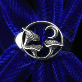 Miniature Mushrooms Crescent Moon Cut-Out Oxidized Round Ring Fairies Faeries | Woot & Hammy