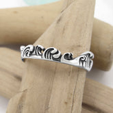 Ocean Waves Breaking Surf Beach Oxidized Ring