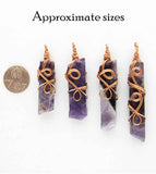 Polished Amethyst Bar Wrapped in Copper Wire w/ Swirls Handmade Pendant w/ 20-Inch Chain | Woot & Hammy