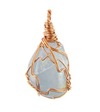 Copper Wire-Wrapped Polished Blue Celestite Crystal Pendant with 20" Chain, Handmade #3 | Woot & Hammy