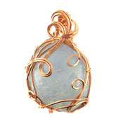 Copper Wire-Wrapped Polished Blue Celestite Crystal Pendant with 20" Chain, Handmade #4 | Woot & Hammy