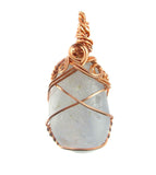 Polished Blue Celestite Pendant Necklace, Copper Wire-Wrapped, with 20