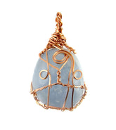 Copper Wire-Wrapped Polished Blue Celestite Crystal Pendant with 20" Chain, Handmade #9 | Woot & Hammy