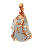 Copper Wire-Wrapped Polished Blue Celestite Crystal Pendant with 20" Chain, Handmade #2 | Woot & Hammy