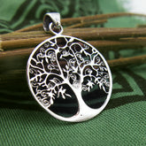 Round Cut-Out Tree of Life Pendant with Three-Dimensional Relief Sterling Silver Family Friends Hope New Beginnings Rebirth Renewal Interconnectedness Life Cycles Nature Seasons | Woot & Hammy