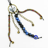 Protective Wall Hanging Evil Eye Upturned Crescent Moon Iridescent Glass Beads Chains Sleigh Bells - Handmade | Woot & Hammy