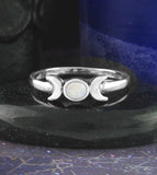 Triple Moon Symbol With Moonstone Ring