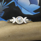 Dainty Triple Moon Ring With Rainbow Moonstone