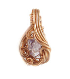 Freeform Swirl Raw Amethyst Crystal Copper Pendant, Wire Wrapped, 100% Handmade OOAK, Style C