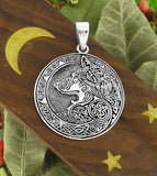 Large Round Celtic Wolf Medallion Pendant
