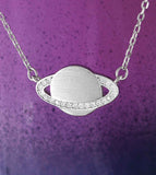 Planet Saturn Necklace with Ring of Crystals