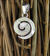 Spiral With Lab Opal Infill Pendant | Woot & Hammy