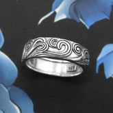 Ocean Waves Oxidized Band Ring Strength Energy Nature Movement Change Transformation Life Cycles Transient Emotions Thoughts Tides Moon Goddess | Woot and Hammy