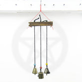 Three Witch's Bells On Long Black Cords Hang from Branch Handcrafted