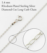 1.4 mm Rhodium-Plated Sterling Silver Long Curb Chain
