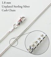 1.8 mm Curb Chain, Unplated Sterling Silver