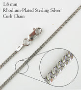 1.8 mm Rhodium-Plated Sterling Silver Curb Chain