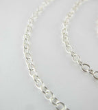 Medium Heavy Weight 2.3 mm Cable Chain Necklace Custom Length Lobster Claw Clasp, Unplated Sterling Silver