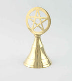 Pentacle Altar Bell, Brass-Plated, 4 inches