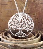 Curlicue Branches Large Tree of Life Medallion Pendant