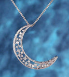 Shimmering Crescent Moon Pendant with Crystals