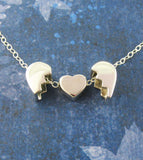 Tiny Heal a Broken Heart Pendant Necklace with Hidden Heart Boyfriend Husband Divorce Heartbreak Jewelry Breakup Gift Sterling Silver front view