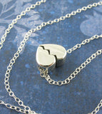 Tiny Heal a Broken Heart Pendant Necklace with Hidden Heart Boyfriend Husband Divorce Heartbreak Jewelry Breakup Gift Sterling Silver top view