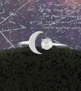 'Floating' Crescent Moon With CZ Star Ring | Woot & Hammy