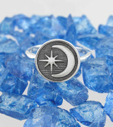 Crescent Moon and Starburst Toe-Midi Ring, Adjustable | Woot & Hammy