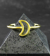 Crescent Moon Outline Yellow Gold Plated Ring | Woot & Hammy