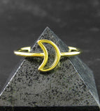Crescent Moon Outline Ring, Gold-Plated