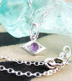Tiny Evil Eye Protective Charm With Amethyst Cabochon | Woot & Hammy