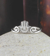 Hamsa Ring With Cut-Out Eye & Scrolls | woot & hammy