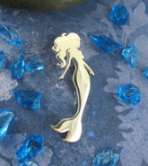 Mermaid Necklace Pendant Charm Silhouette Beach Ocean Sea Waves Surfer Diver Little Tail Scale Birthday Party Gift Mom Women front view