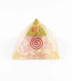 Orgone Orgonite Rose Quartz Pyramid w/ Quartz Crystal & Copper Spiral