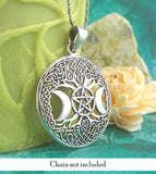 Moon Goddess Tree of Life Pentacle Necklace Mother Maiden Crone Wiccan Jewelry