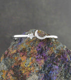 Dainty Crescent Moon With CZ Star Ring
