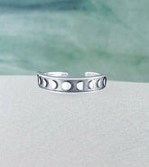 Phases of the Moon Toe Midi Adjustable Oxidized Ring | Woot & Hammy