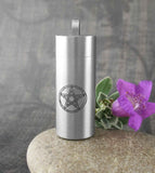 Cylindrical Pentacle Urn Vial Tube Pendant Stash Secret Container Ashes Compartment Poison Locket Stainless Steel