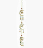 3 Crescent Moons and Stars Long Brass Wind Chime