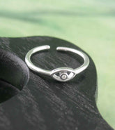 Evil Eye With Tiny CZ Pupil Toe Midi Ring, Adjustable | Woot & Hammy