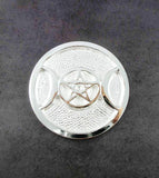 Silver-Plated Triple Moon Altar Tile, 3"