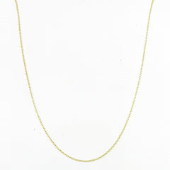 A delicate yellow gold chain necklace displayed in a U-shape against a plain white background.